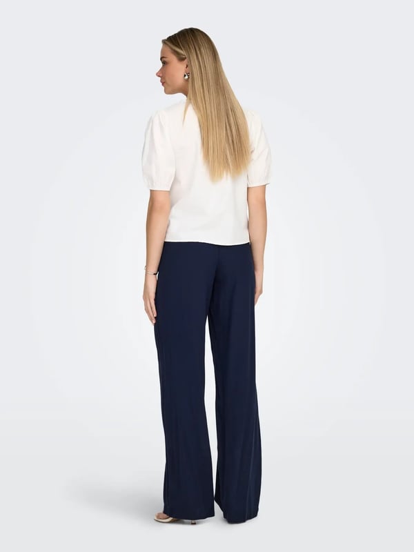 Only ONLGOA MW LINEN BL PULL-UP PANT CC PNT Lacivert Kadın Pantolon