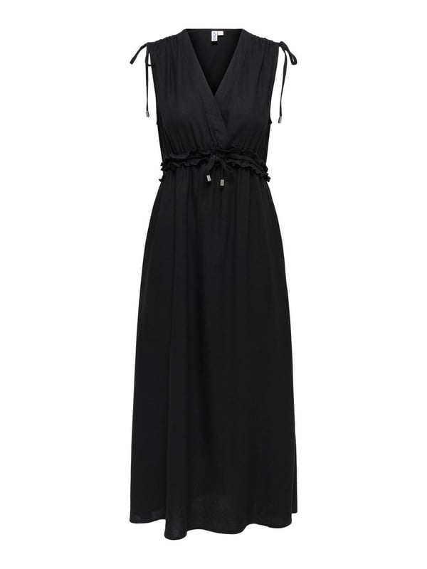 Only ONLGOA SL LINEN BL LONG DRESS CC PNT Siyah Kadın Elbise
