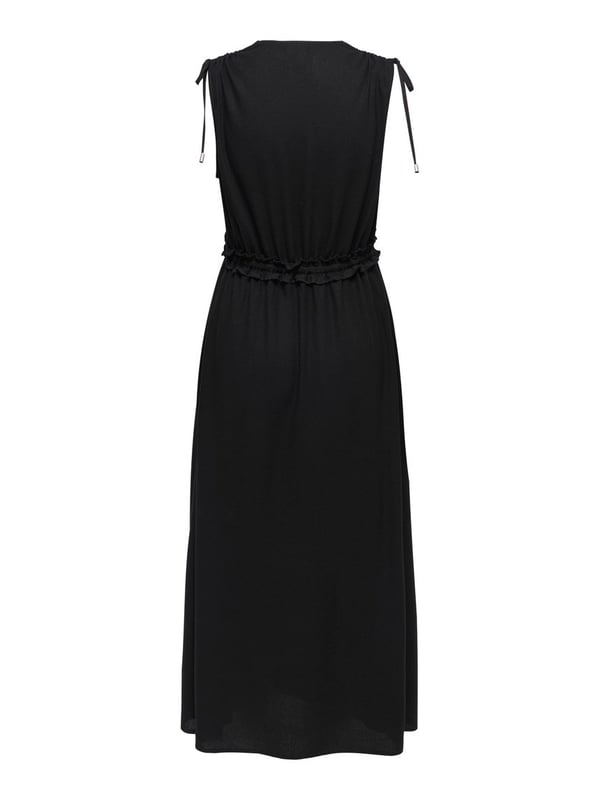 Only ONLGOA SL LINEN BL LONG DRESS CC PNT Siyah Kadın Elbise