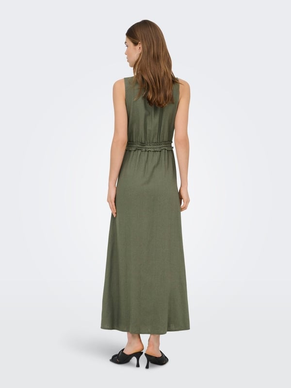 Only ONLGOA SL LINEN BL LONG DRESS CC PNT Haki Kadın Elbise