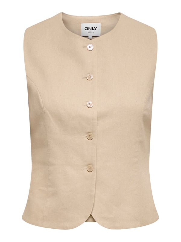 Only ONLGOA S/L LINEN BL WAISTCOAT CC TLR Bej Kadın Yelek