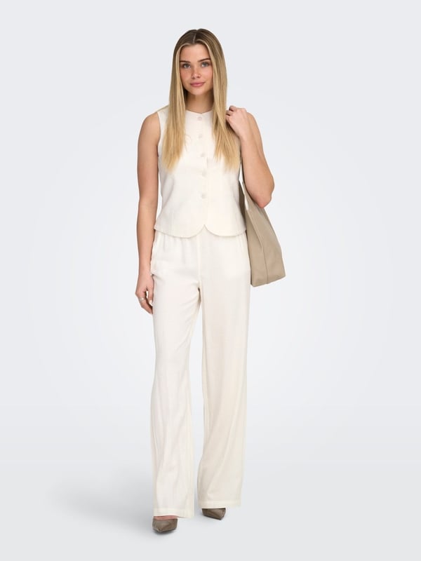 Only ONLGOA S/L LINEN BL WAISTCOAT CC TLR Beyaz Kadın Yelek