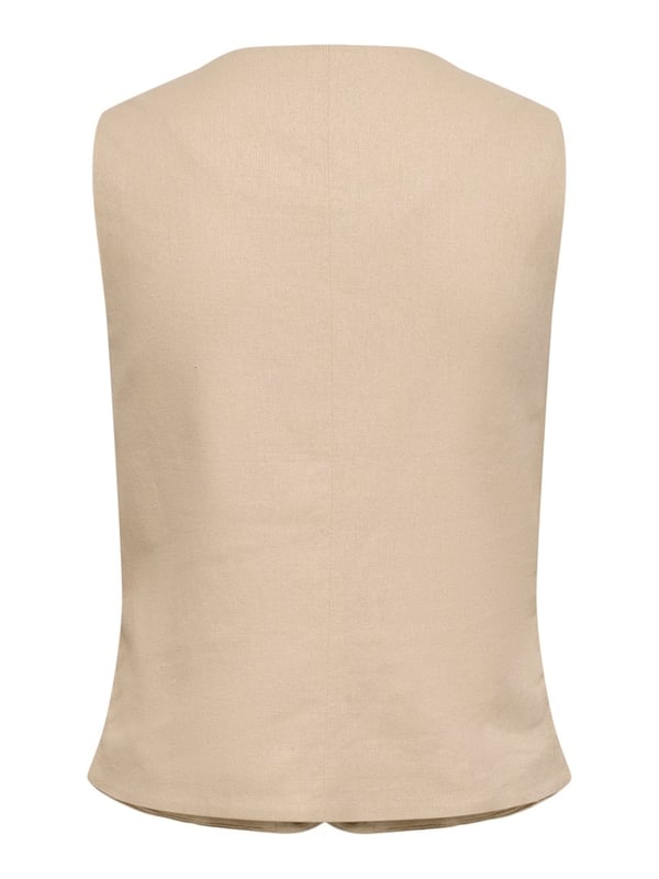Only ONLGOA S/L LINEN BL WAISTCOAT CC TLR Bej Kadın Yelek