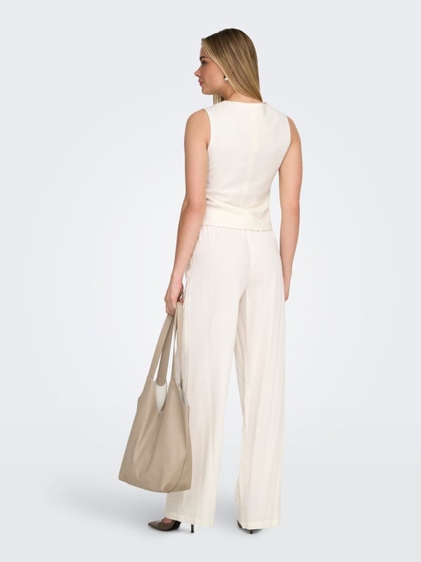 Only ONLGOA S/L LINEN BL WAISTCOAT CC TLR Beyaz Kadın Yelek