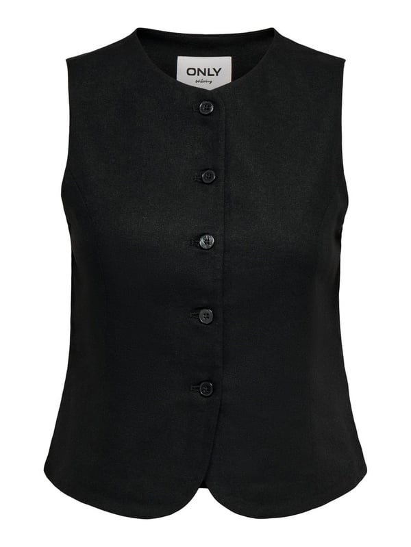 Only ONLGOA S/L LINEN BL WAISTCOAT CC TLR Siyah Kadın Yelek