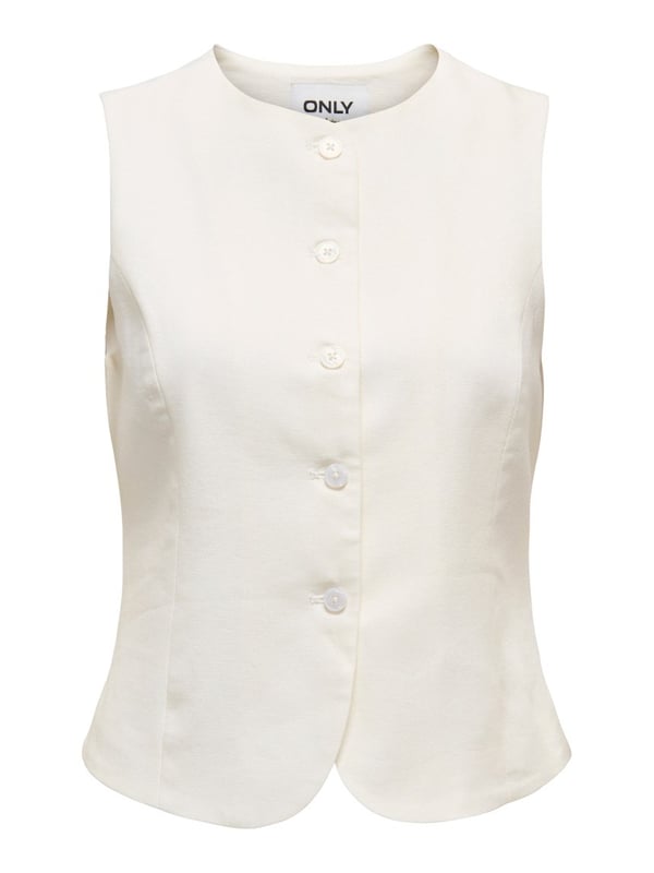 Only ONLGOA S/L LINEN BL WAISTCOAT CC TLR Beyaz Kadın Yelek