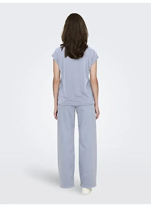 Only ONLHANNAH S/S V-NECK TOP CC JRS Açık Mavi Kadın T-Shirt