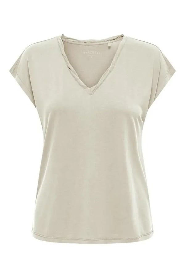 Only ONLHANNAH S/S V-NECK TOP CC JRS Bej Kadın T-Shirt