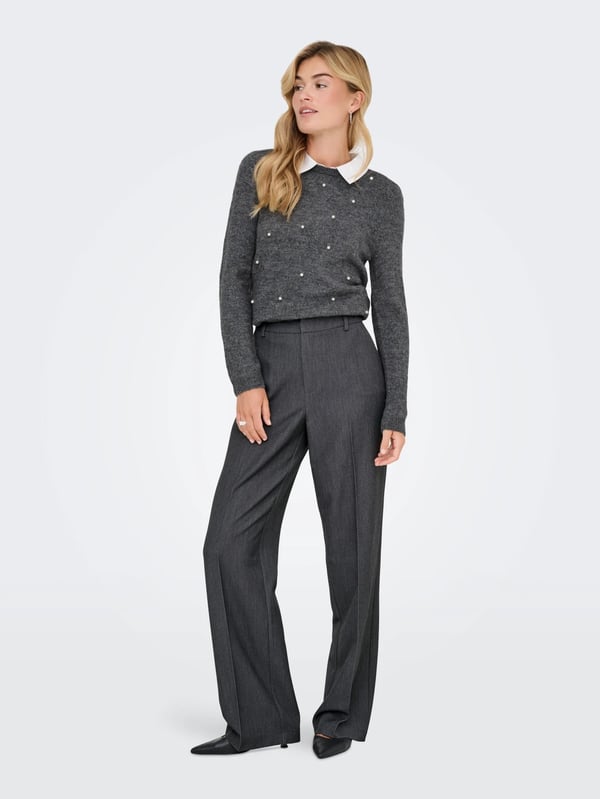 Only ONLHATTIE-LANA HW W MEL PANT TLR NOOS Gri Kadın Pantolon
