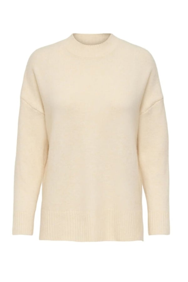 Only ONLHAZEL LS HIGHNECK OVERS RP KNT Bej Kadın Kazak