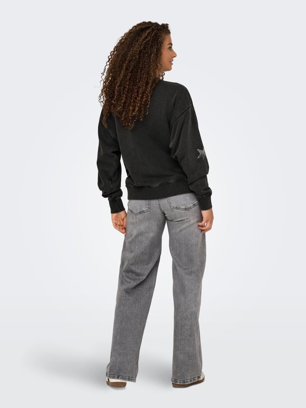 Only ONLINDA L/S O-NECK BOX CC SWT Siyah Kadın Sweatshirt