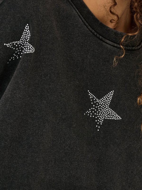 Only ONLINDA L/S O-NECK BOX CC SWT Siyah Kadın Sweatshirt