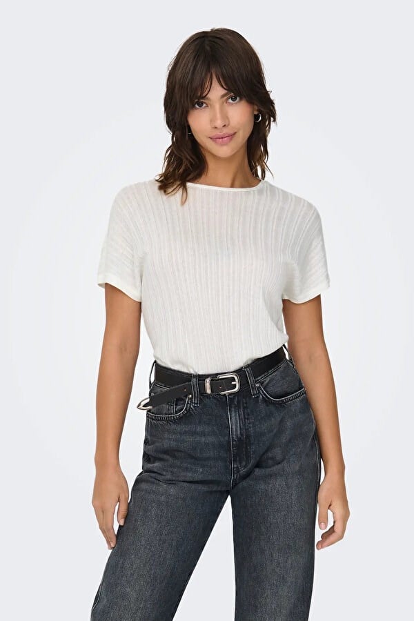 Only ONLIRINA S/S O-NECK TOP JRS NOOS Beyaz Kadın T-Shirt