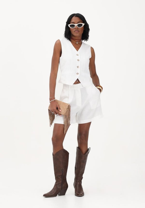 Only ONLITA HW LINEN LOOK SHORTS TLR Beyaz Kadın Şort