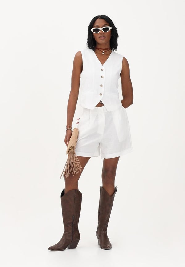 Only ONLITA HW LINEN LOOK SHORTS TLR Beyaz Kadın Şort