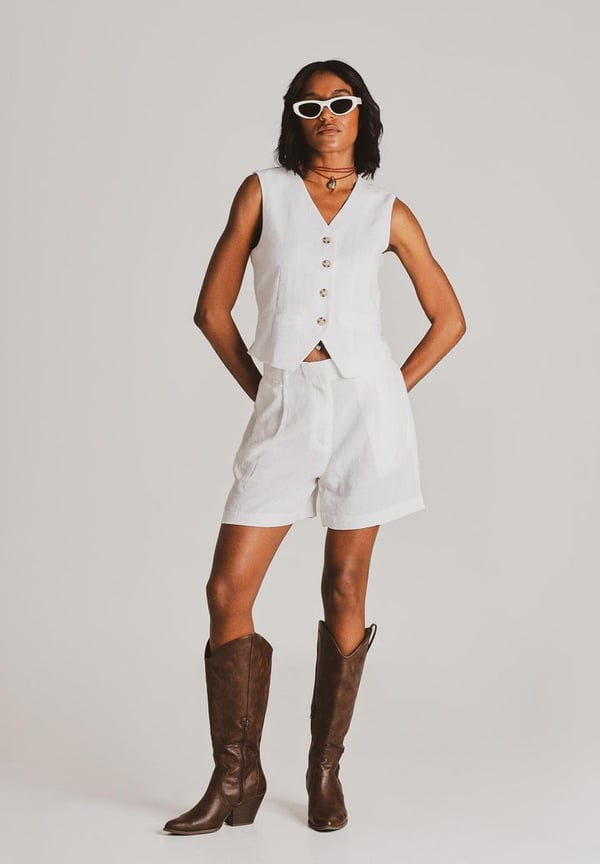 Only ONLITA HW LINEN LOOK SHORTS TLR Beyaz Kadın Şort