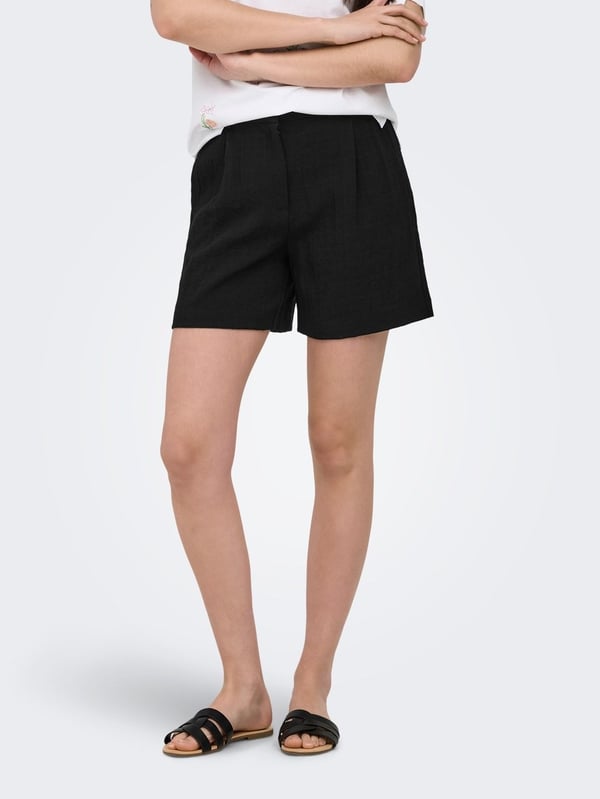 Only ONLITA HW LINEN LOOK SHORTS TLR Siyah Kadın Şort