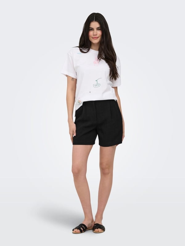 Only ONLITA HW LINEN LOOK SHORTS TLR Siyah Kadın Şort