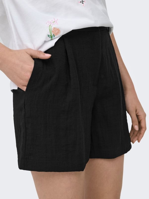 Only ONLITA HW LINEN LOOK SHORTS TLR Siyah Kadın Şort