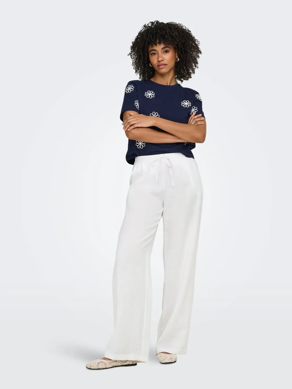 Only ONLITA MW LINEN LOOK WIDE PANT TLR Beyaz Kadın Pantolon