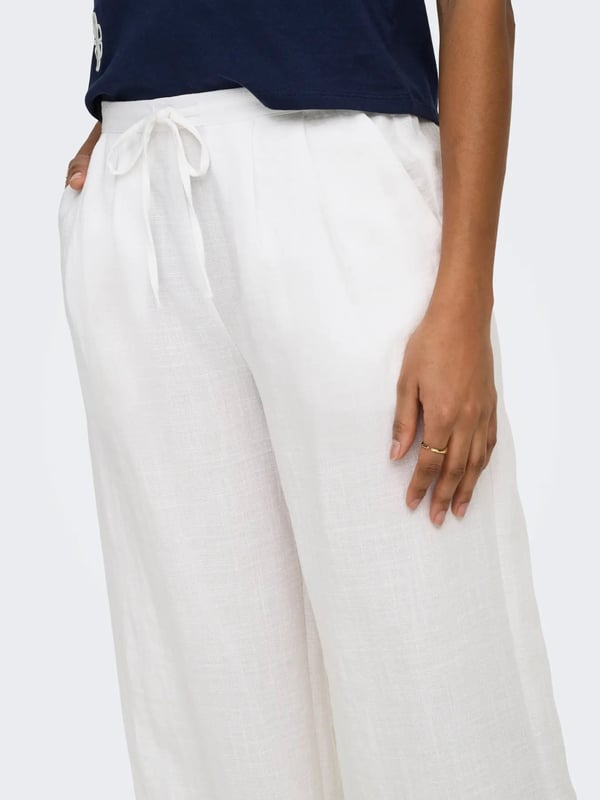 Only ONLITA MW LINEN LOOK WIDE PANT TLR Beyaz Kadın Pantolon