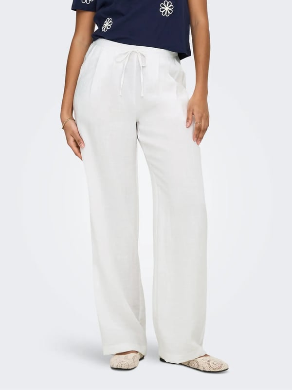 Only ONLITA MW LINEN LOOK WIDE PANT TLR Beyaz Kadın Pantolon