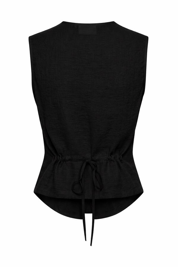 Only ONLITA S/L LINEN LOOK WAISTCOAT TLR Siyah Kadın Yelek