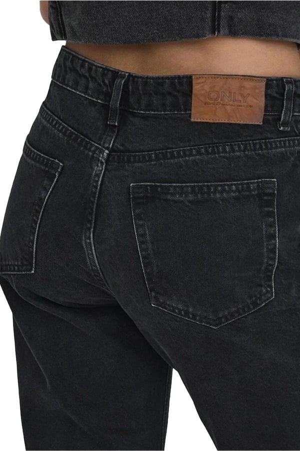 Only ONLJACI MW STRAIGHT BL DNM CRO Siyah Kadın Kot Pantolon