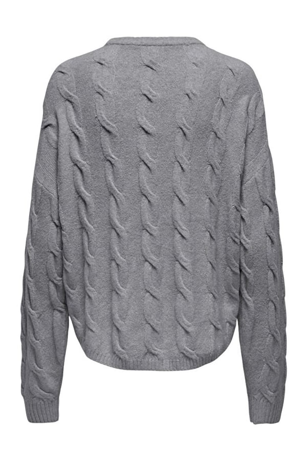 Only ONLJEANETT LIFE LS CABLE O-NECK CC KNT Gri Kadın Kazak