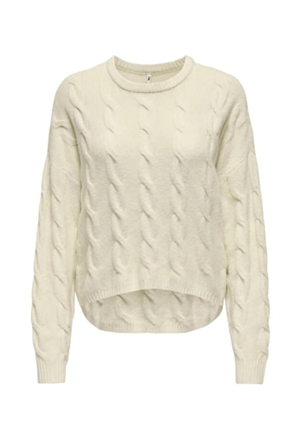 Only ONLJEANETT LIFE LS CABLE O-NECK CC KNT Bej Kadın Kazak