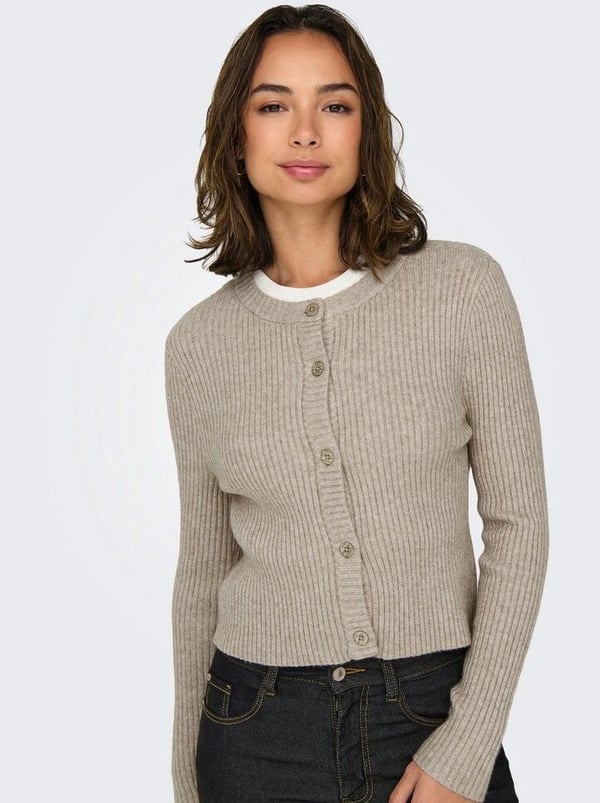 Only ONLKATIA LIFE LS BUTTON CARDI KNT NOOS Bej Kadın Hırka