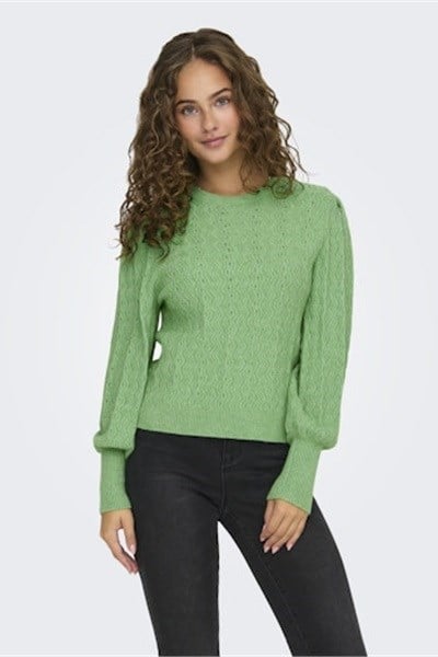 Only ONLKATIA LS STRUC PUFF ONECK CC KNT Yeşil Kadın Kazak