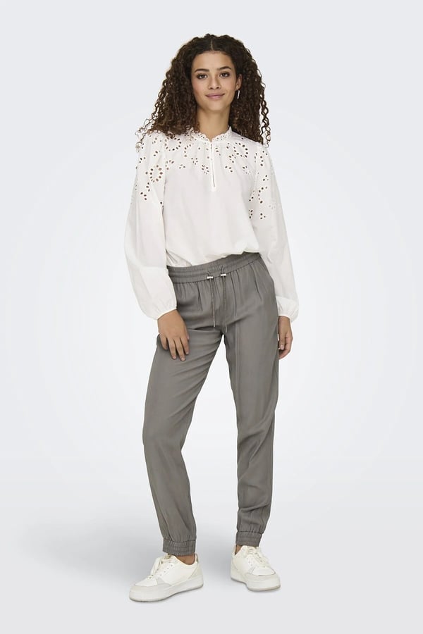 Only ONLKELDA-EMERY MW PULL-UP PANTS PNT NOOS Gri Kadın Pantolon