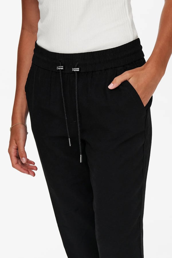 Only ONLKELDA-EMERY MW PULL-UP PANTS PNT NOOS Siyah Kadın Pantolon