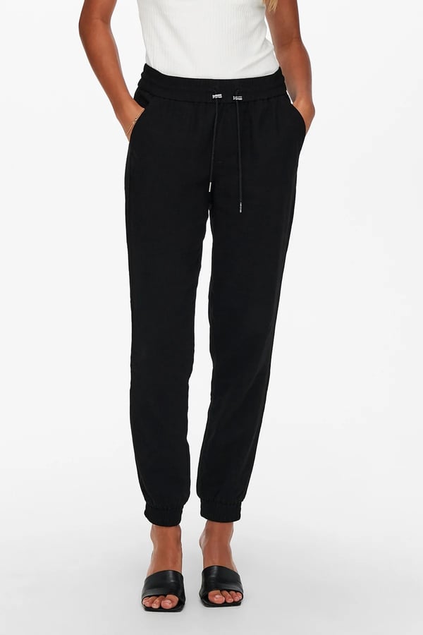 Only ONLKELDA-EMERY MW PULL-UP PANTS PNT NOOS Siyah Kadın Pantolon