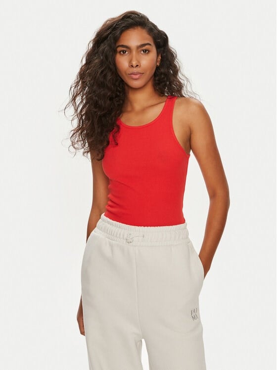Only ONLKENYA RIB TANK TOP JRS NOOS Kırmızı Kadın T-Shirt