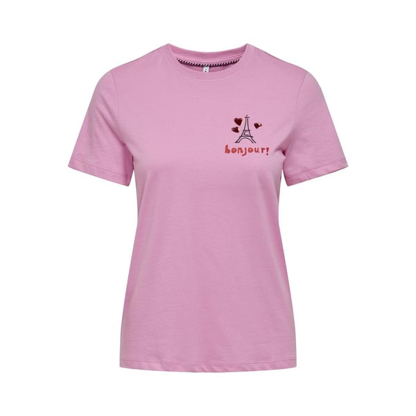 Only ONLKITA REG SS HEART TOP BOX JRS Pembe Kadın T-Shirt