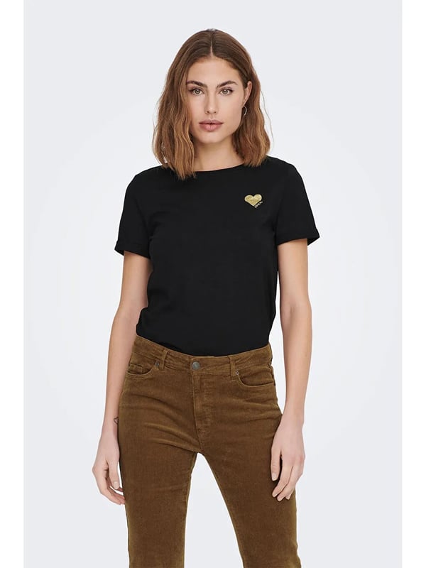 Only ONLKITA S/S TOP NOOS Siyah Kadın T-Shirt