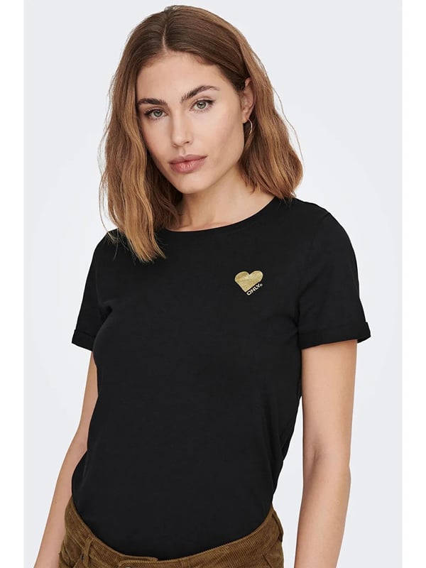 Only ONLKITA S/S TOP NOOS Siyah Kadın T-Shirt