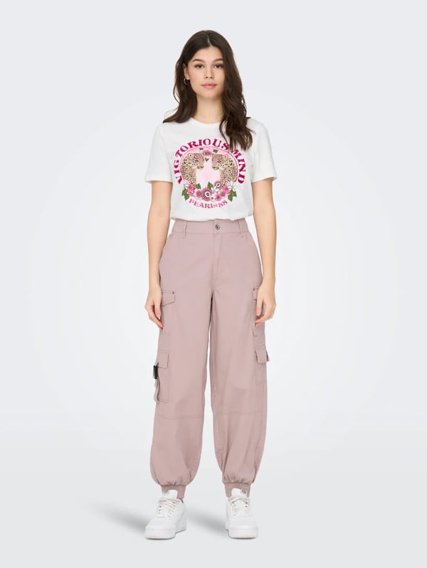 Only ONLLENNI LIFE REG S/S WILD TOP BOX JRS Beyaz Kadın T-Shirt