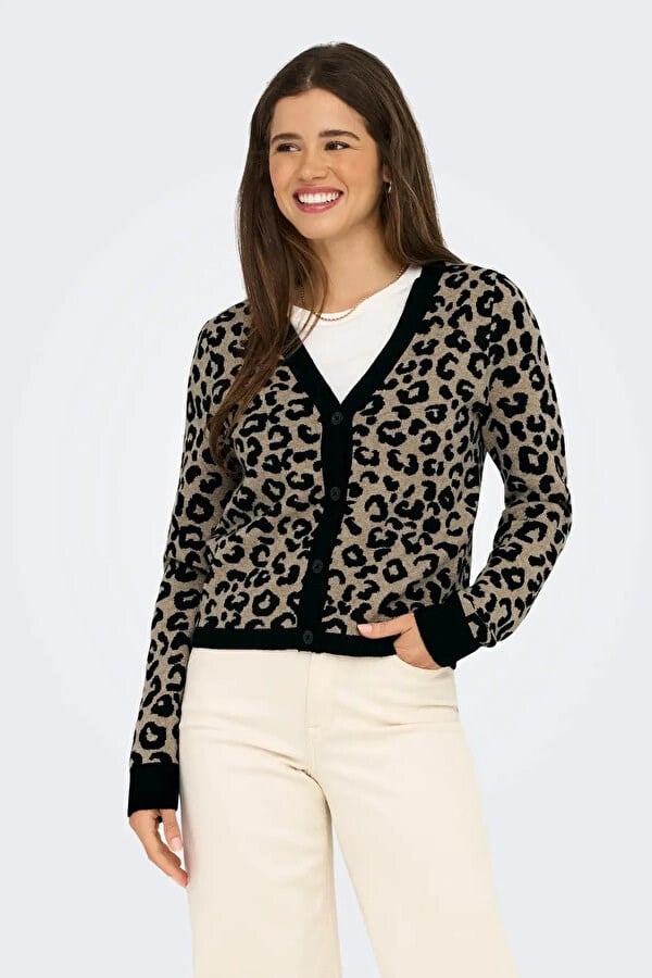 Only ONLLEO LS V-NECK CARDIGAN KNT NOOS Siyah Kadın Hırka