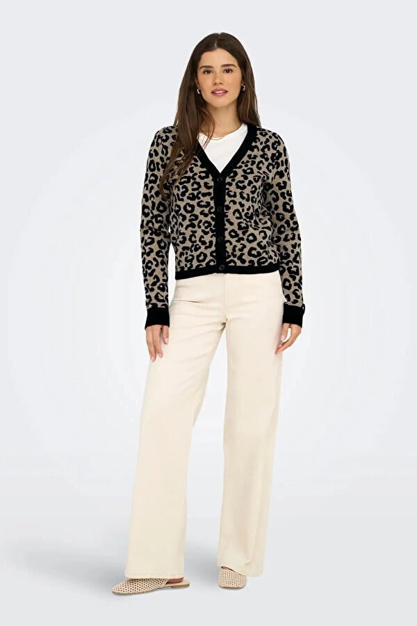 Only ONLLEO LS V-NECK CARDIGAN KNT NOOS Siyah Kadın Hırka