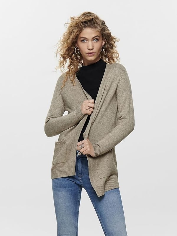 Only ONLLESLY L/S OPEN CARDIGAN KNT NOOS Bej Kadın Hırka