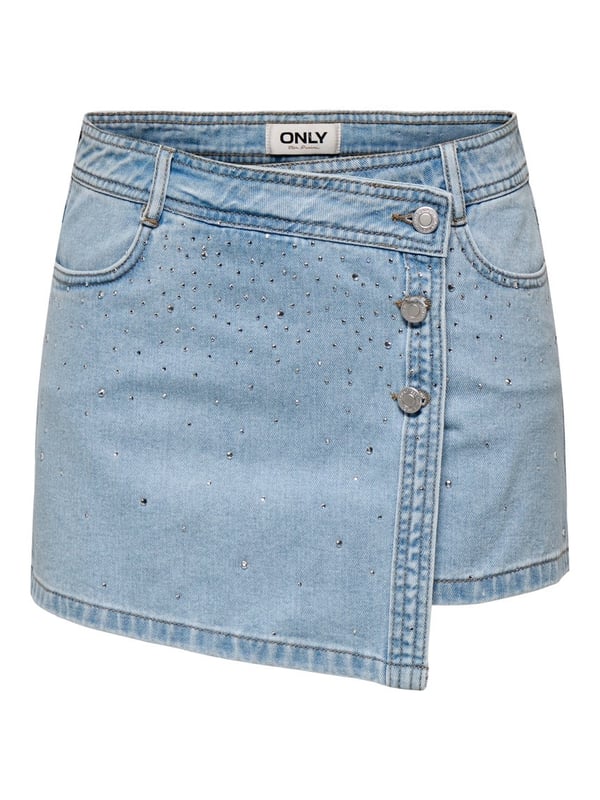 Only ONLLESLY REG RHINESTONE DNM SKORT GUA Denim Kadın Etek