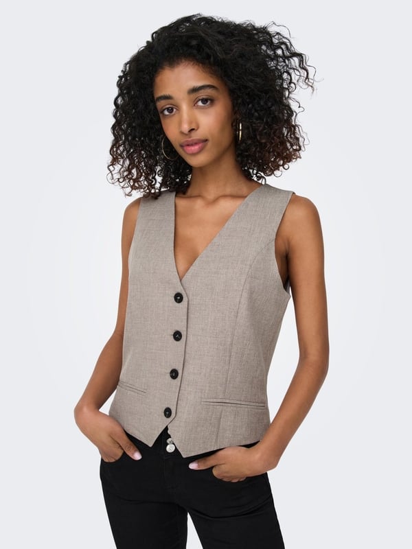 Only ONLLINDA S/L MEL FIT WAISTCOAT TLR NOOS Bej Kadın Yelek