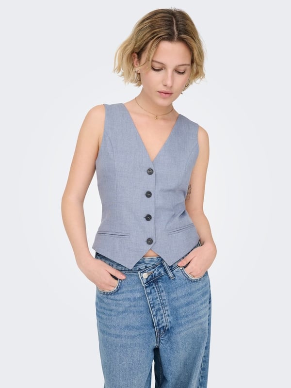 Only ONLLINDA S/L MEL FIT WAISTCOAT TLR NOOS Mavi Kadın Yelek
