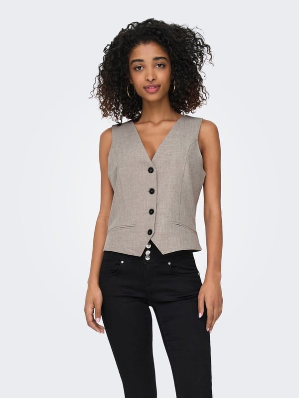 Only ONLLINDA S/L MEL FIT WAISTCOAT TLR NOOS Bej Kadın Yelek