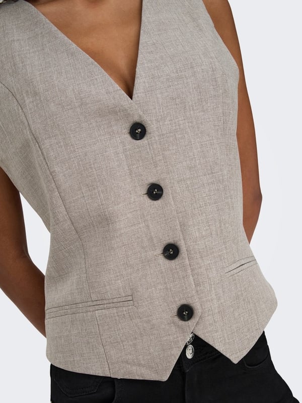 Only ONLLINDA S/L MEL FIT WAISTCOAT TLR NOOS Bej Kadın Yelek