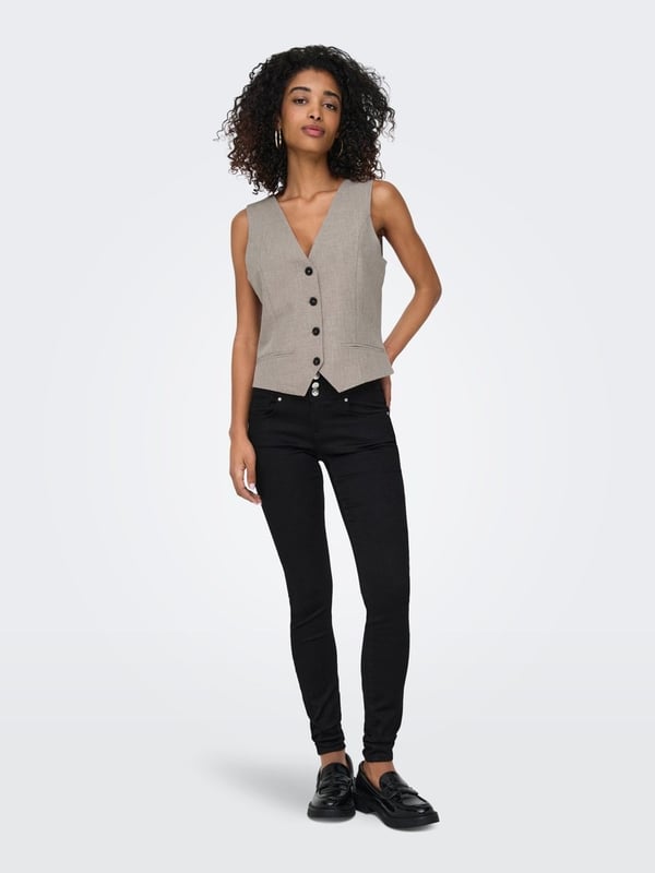 Only ONLLINDA S/L MEL FIT WAISTCOAT TLR NOOS Bej Kadın Yelek