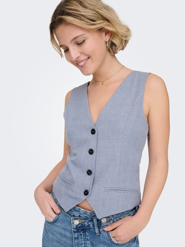 Only ONLLINDA S/L MEL FIT WAISTCOAT TLR NOOS Mavi Kadın Yelek